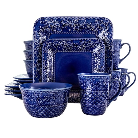 Fastfood Indigo Lotus Square Dinnerware Set - 16 Piece FA2614763